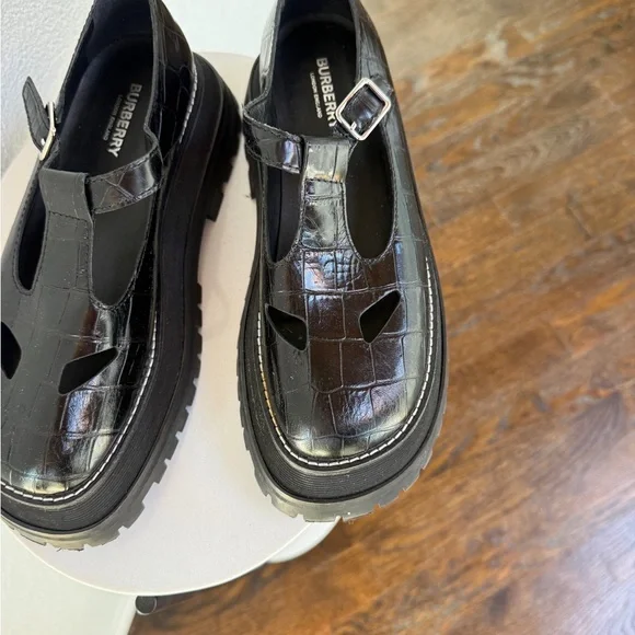 Burberry Croc Embossed Aldwych Mary Jane’s